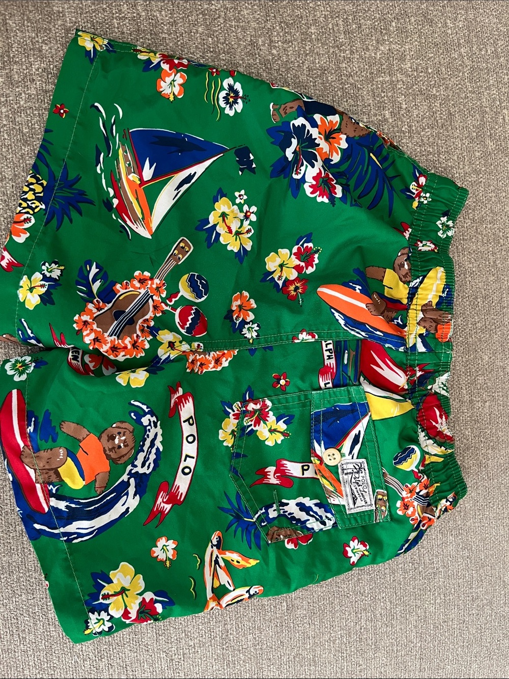 Ralph Lauren Green Floral & Nautical Print Swim Shorts - Picture 14 of 16